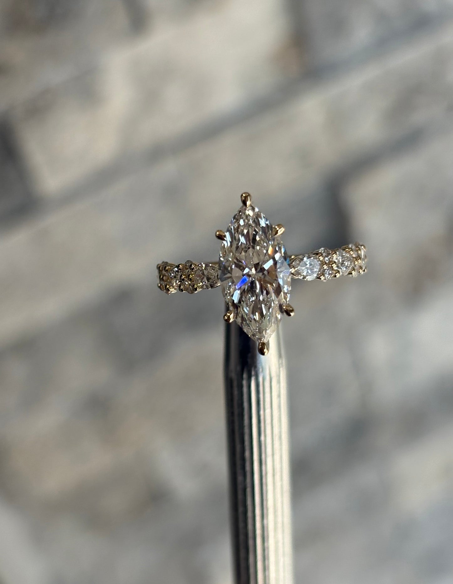 2ct marquise lab grown diamond - 10k solid gold with matching band
