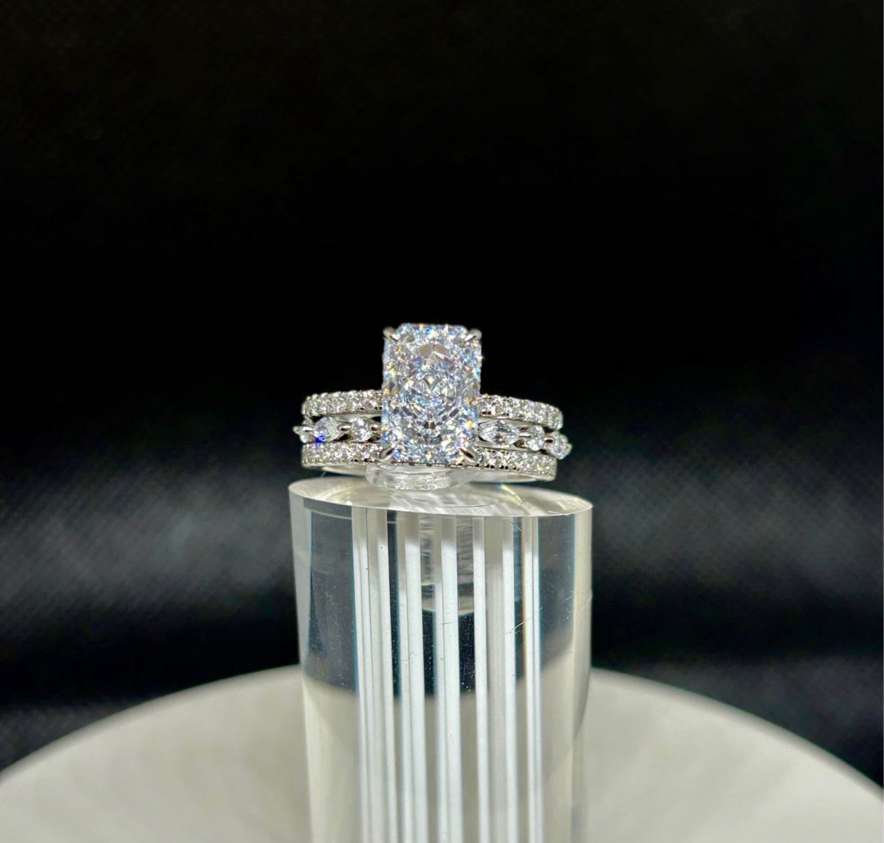 3.5 Radiant Cut Wedding Ring with wedding bands