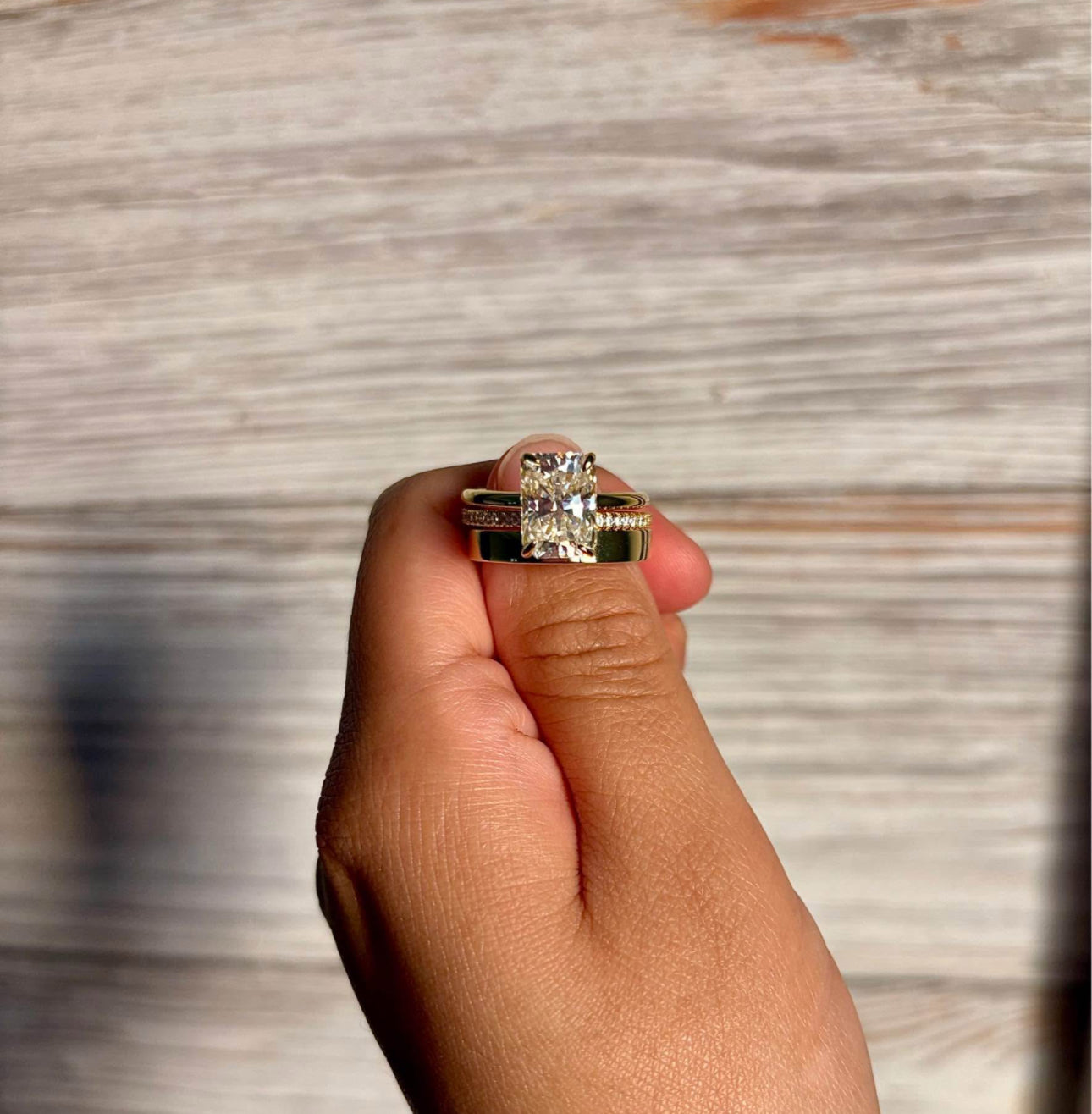 4.5 carat moissanite radiant cut wedding set