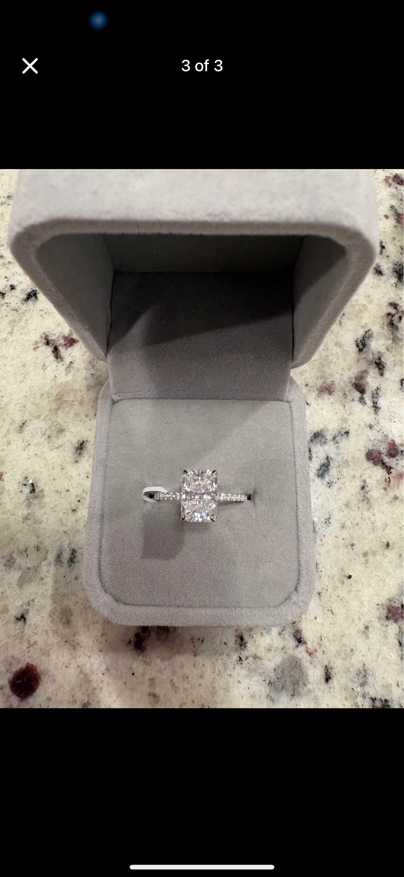 3.5 carat radiant cut moissanite ring