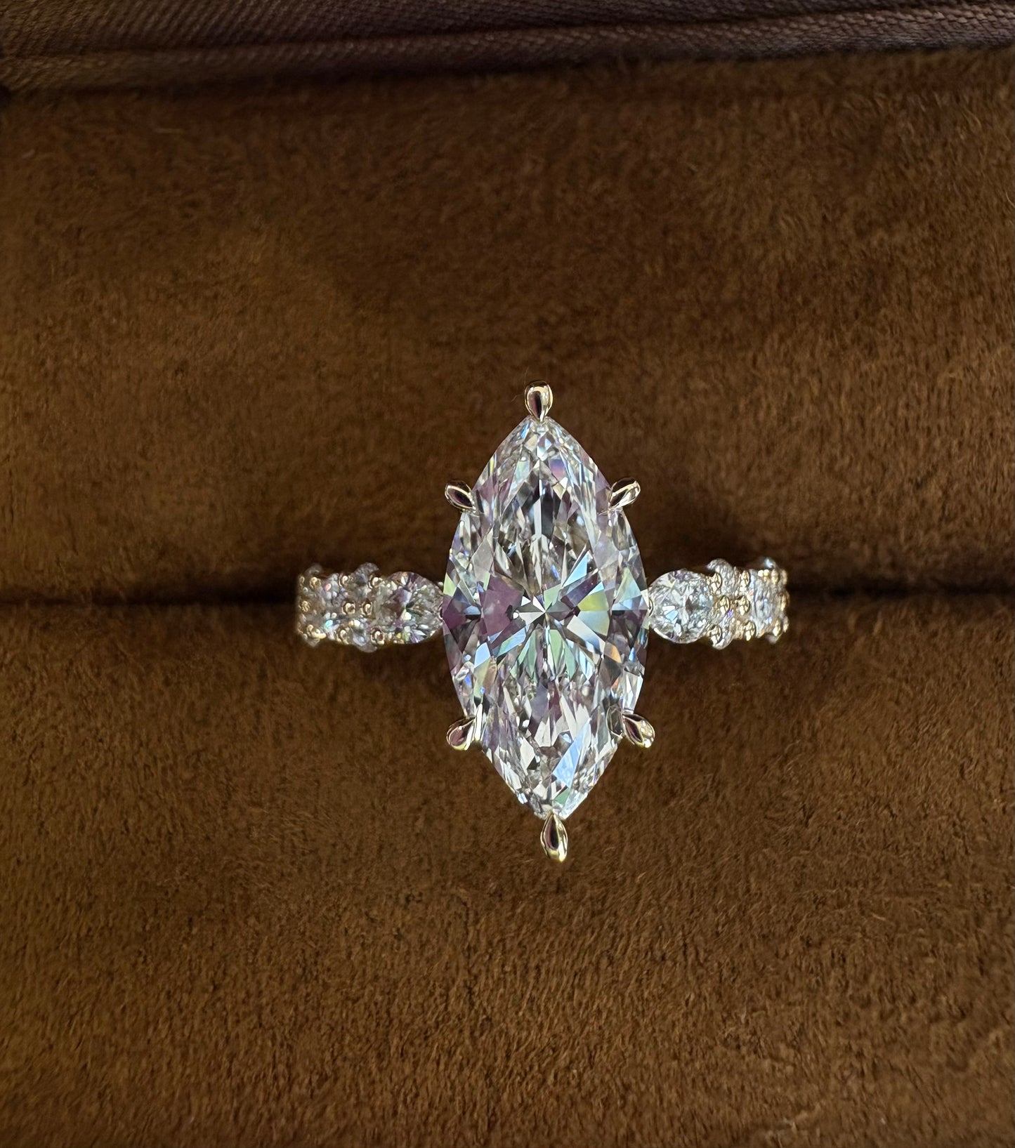 2ct marquise lab grown diamond - 10k solid gold with matching band