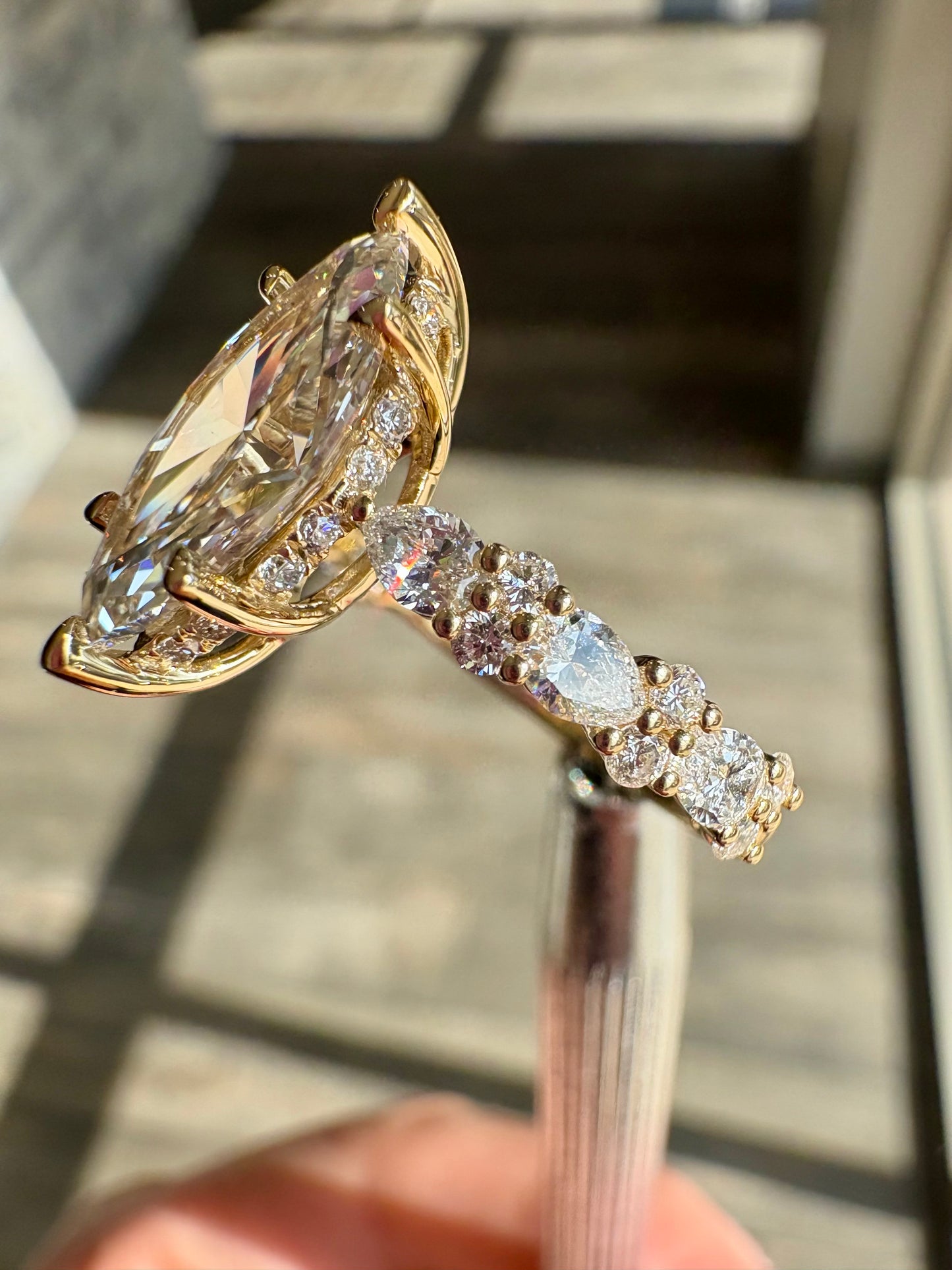 2ct marquise lab grown diamond - 10k solid gold with matching band