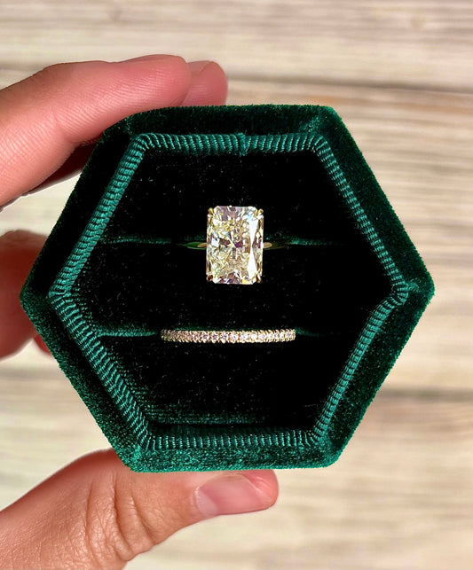 4.5 carat radiant cut wedding set
