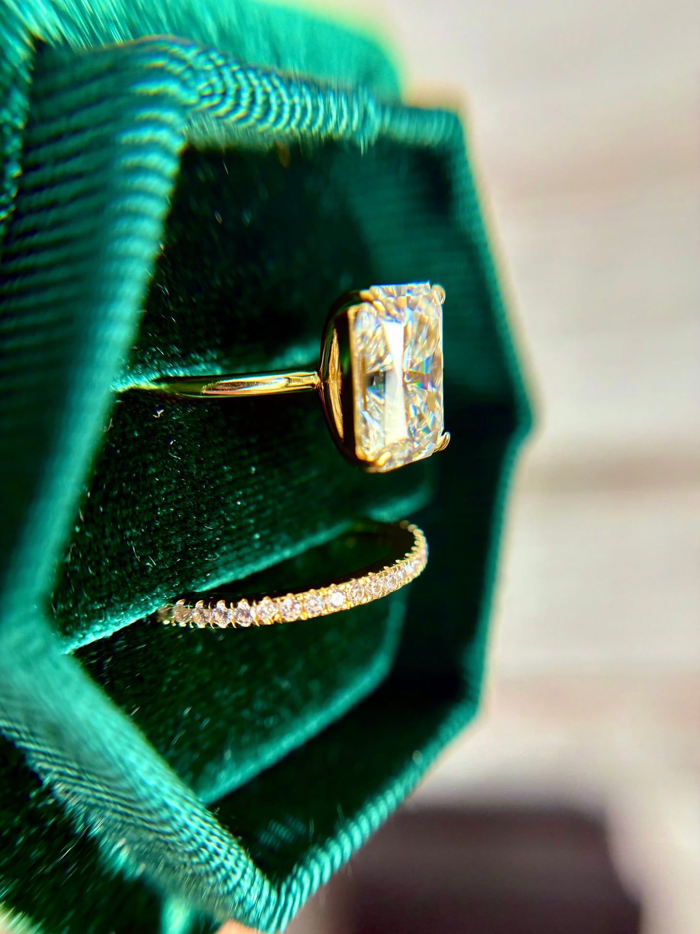 4.5 carat radiant cut wedding set