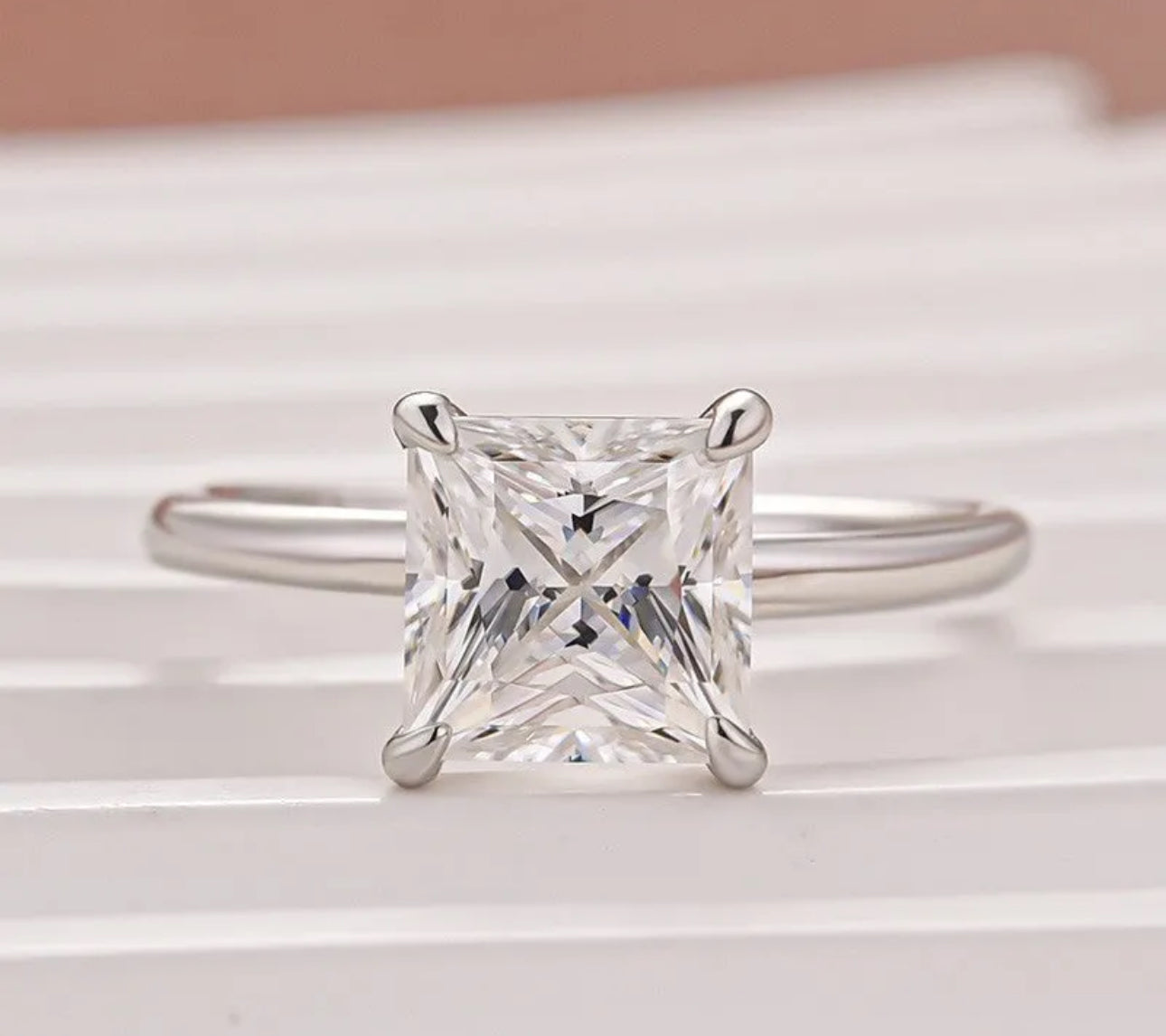 Moissanite 2.0 Ct Princess Cut Solitaire White Gold