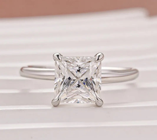 Moissanite 2.0 Ct Princess Cut Solitaire White Gold