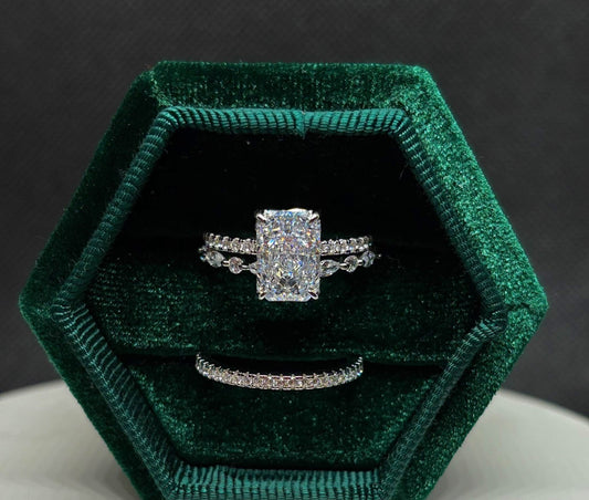 3.5 Radiant Cut Wedding Ring with wedding bands