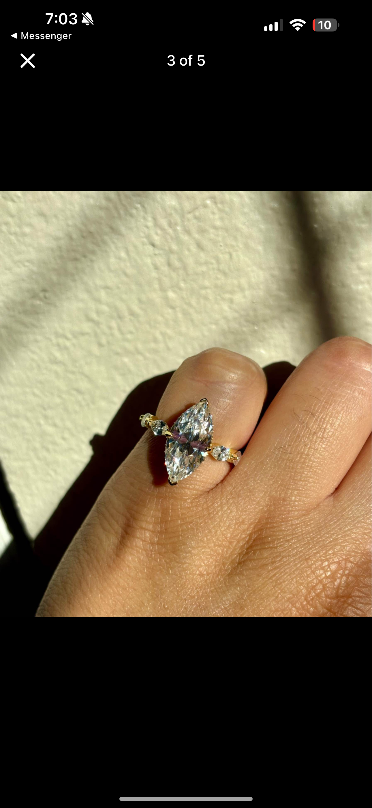 4.0 carat moissanite marquise ring