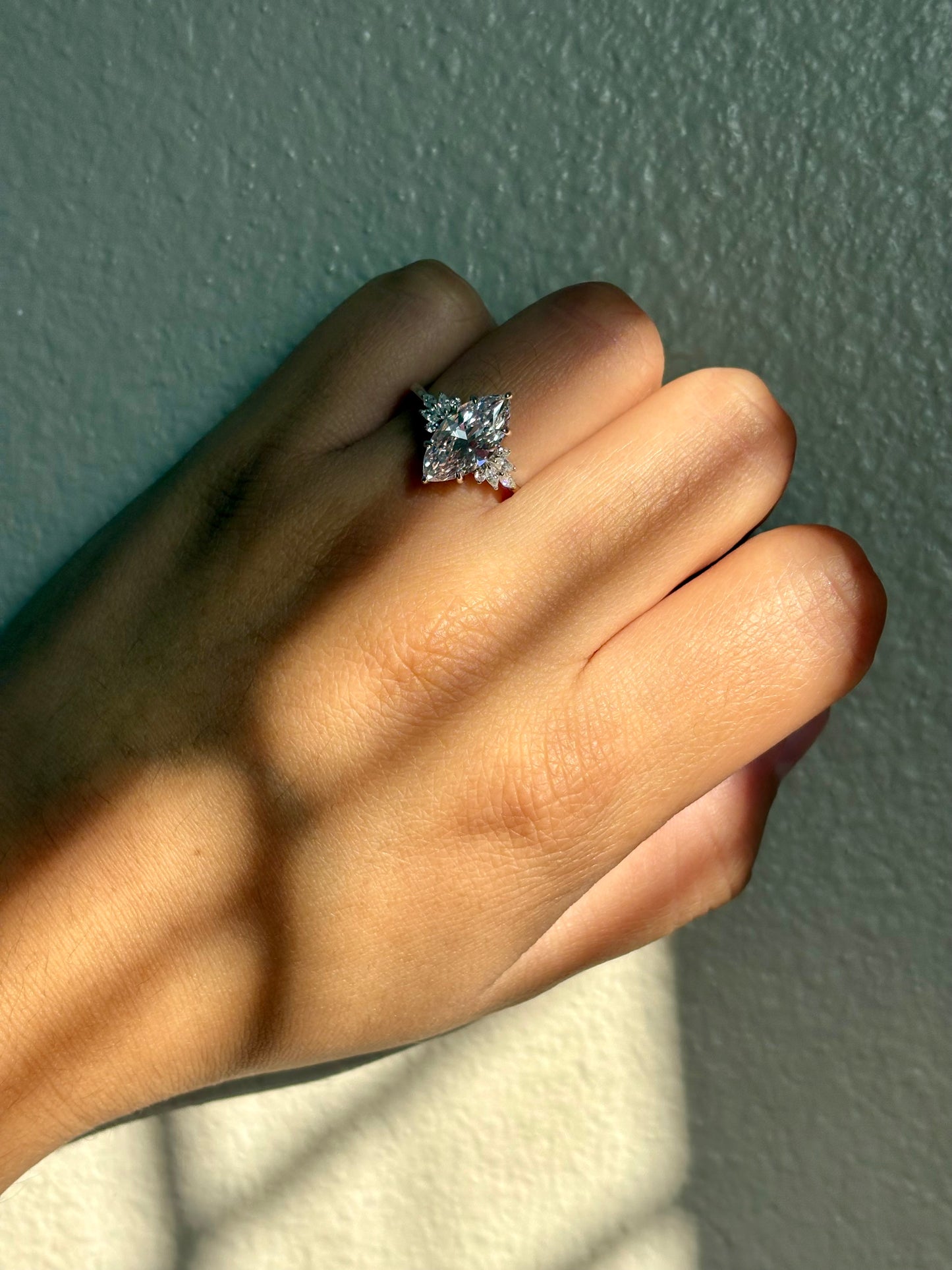 3.0 carat Marquise cut with side stones